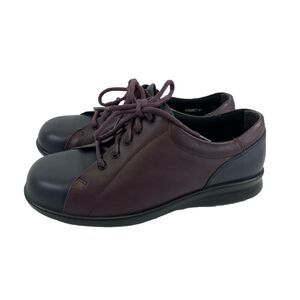 Easy B Phoebe Leather Lace Up Shoe Comfort Purple Navy Blue Womens Size 8 E Wide